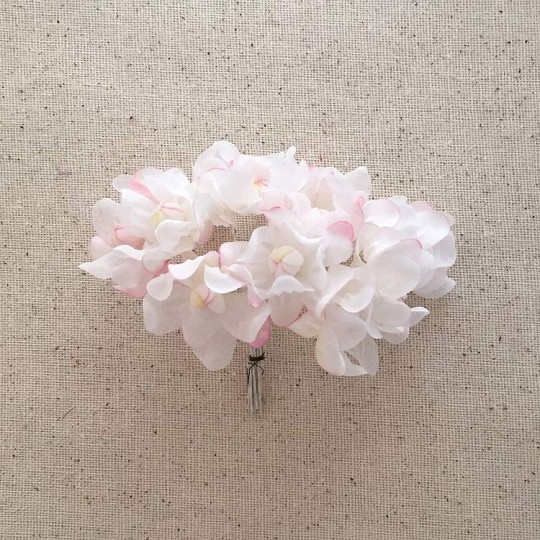 Petite Bundle of 12 Pale Pink Ruffled Flowers ~ Vintage Germany ~ Old Store Stock